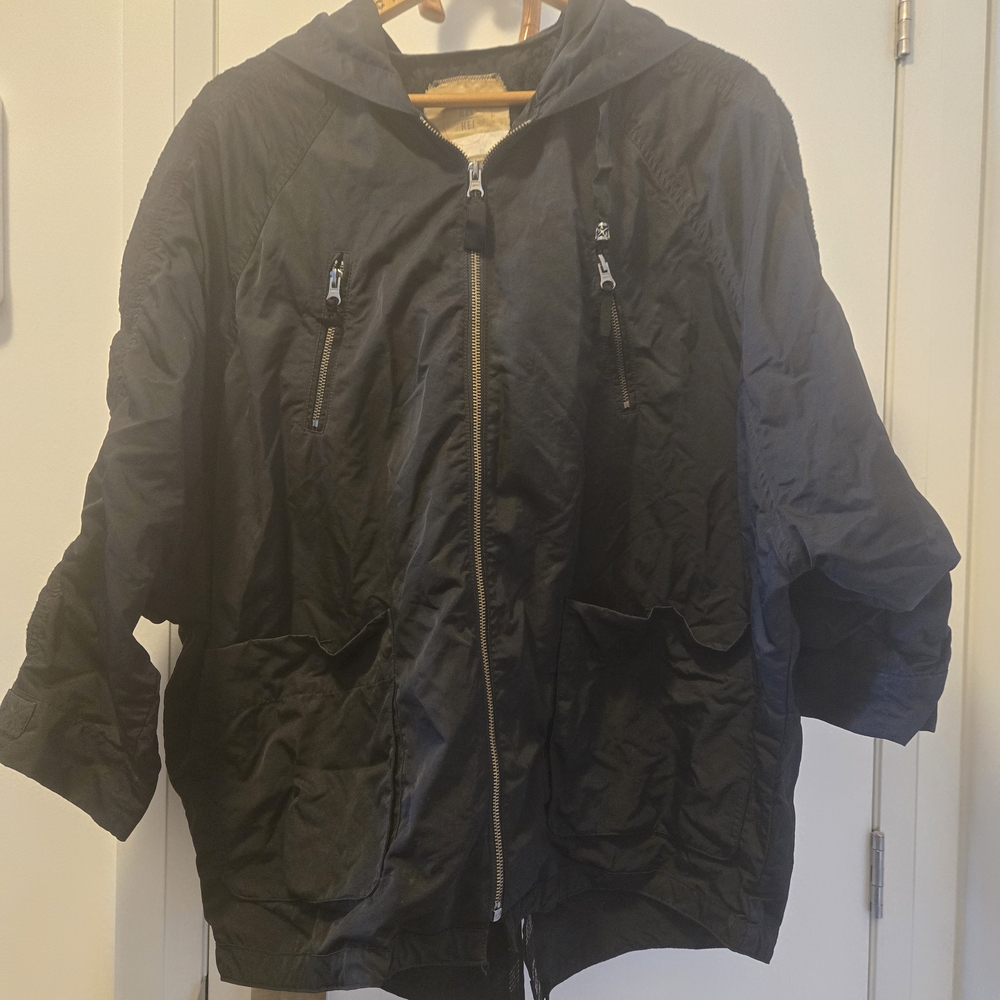 Black Hooded Jacket - Lightweight Zip Front